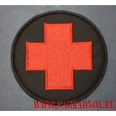 Нашивка Красный крест черный фон с липучкой