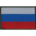 Жаккардовая нашивка Флаг России кант оливкового цвета