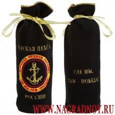 Мешочек для бутылки с вышитой атрибутикой и девизом Морской пехоты