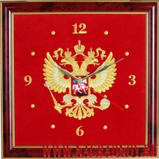 Часы настенные с вышитым Гербом Российской Федерации