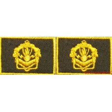 Вышитые петличные эмблемы инженерных войск с липучкой нить желтого цвета